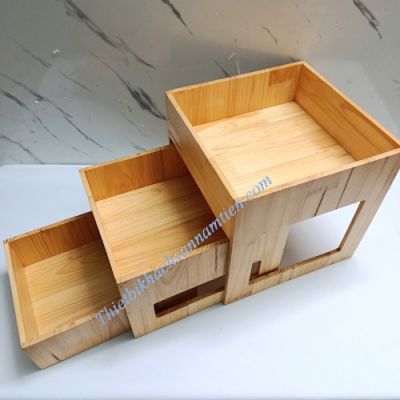 Kệ Trưng Bày Buffet Gỗ 3 Tầng, Kệ Bánh Mì Gỗ