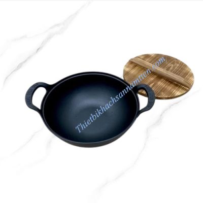 Nồi Gang 2 Quai Nắp Gỗ Nhỏ Size 20CM