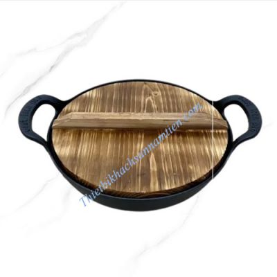 Nồi Gang 2 Quai Nắp Gỗ Size 25CM