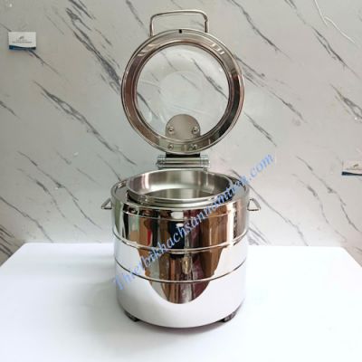 Nồi Hâm Soup Inox 304 Nắp Kính Trục Thủy Lực Dùng Điện