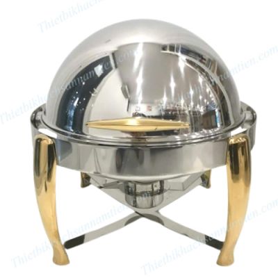 Nồi Hâm Thức Ăn Buffet Tròn Chân Mạ Vàng Nắp Mở 180 Độ NT0301130