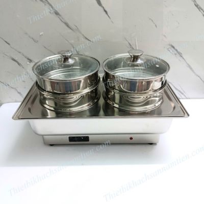 Nồi Hấp Dimsum Điện 2 Tầng 4 Xửng Chữ Nhật