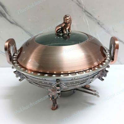 Nồi Lẩu Cổ Điển Inox Size 26 Màu Đồng Dùng Cồn NT0702015