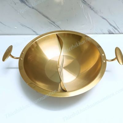Nồi Lẩu Inox Vàng 2 Ngăn 2 Quai NT0702013