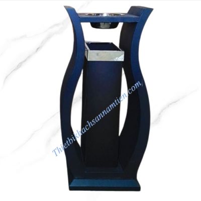 Thùng Rác Gạt Tàn Hình Bình Hoa Thép Sơn Đen