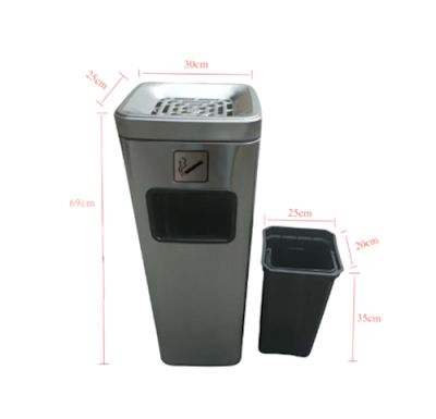 Thùng Rác Gạt Tàn Inox Hình Chữ Nhật Màu Xám NT0103075