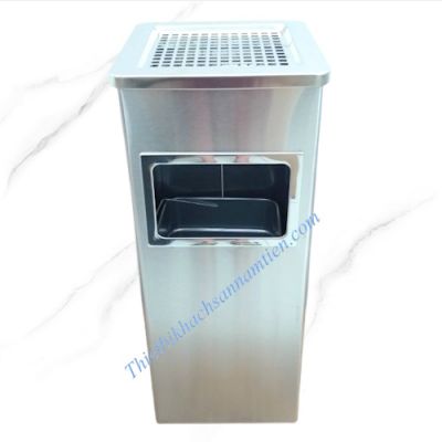 Thùng Rác Inox Gạt Tàn Hình Vuông NT0103009