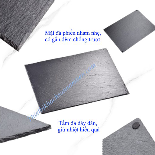 Tấm Đá Đen Tự Nhiên Trưng Bày Thức Ăn Buffet [400*250*8mm] NT0310041