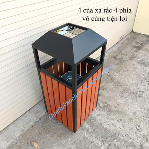thùng rác gỗ ngoài trời đẹp