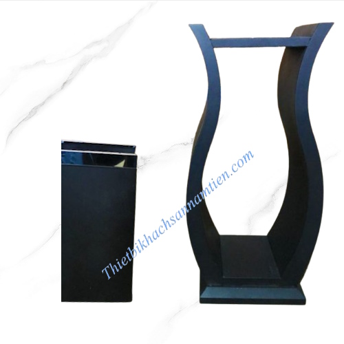 Thùng Rác Gạt Tàn Hình Bình Hoa Thép Sơn Đen
