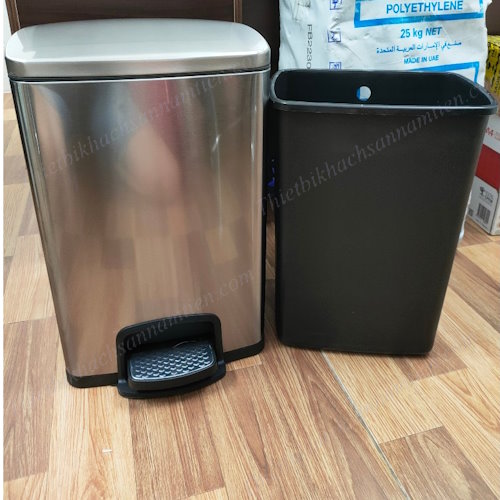 Thùng Rác Inox Đạp Chân Phủ Nano 20L