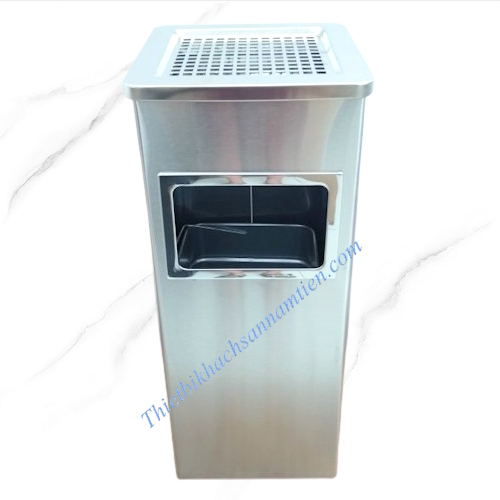 thùng rác inox vuông gạt tàn
