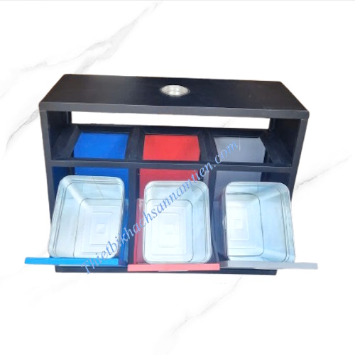 Thùng Rác Phân Loại 3 Ngăn Nắp Có Gạt Tàn NT0104105