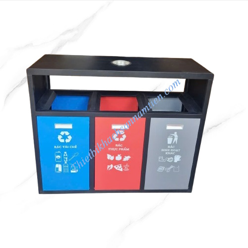 Thùng Rác Phân Loại 3 Ngăn Nắp Có Gạt Tàn NT0104105