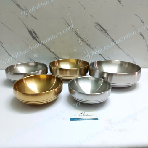 Tô Inox 304 2 Lớp Mạ Vàng Cách Nhiệt Chống Bỏng Kiểu Hàn Quốc NT0416050