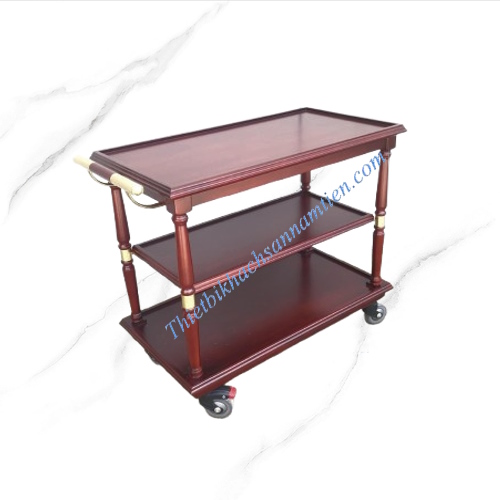 xe đẩy phục vụ thức ăn 3 tầng gỗ