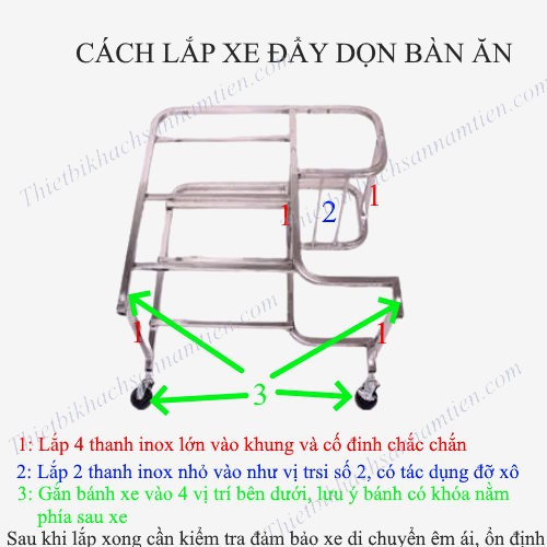 Hướng dẫn lắp xe đẩy thu gom bát đĩa bẩn